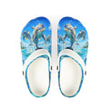 Dolphin Splash EVA Foam Clogs — Watercolor Ocean Beach Slip-Ons