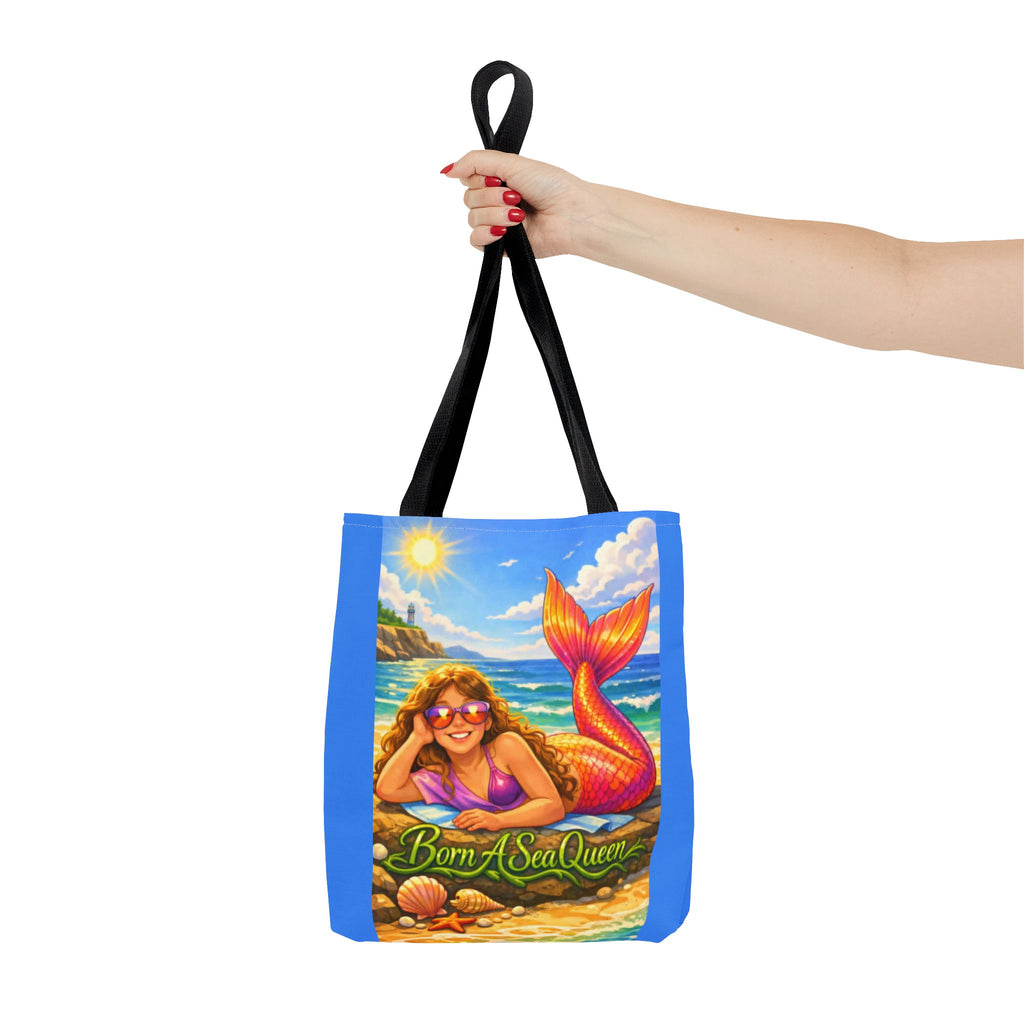 Mermaid Tote Bag — "Born A Sea Queen" Beach Tote