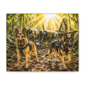 Military Search & Rescue Dogs Canvas Print — German Shepherd K9 Woodland Wall Art