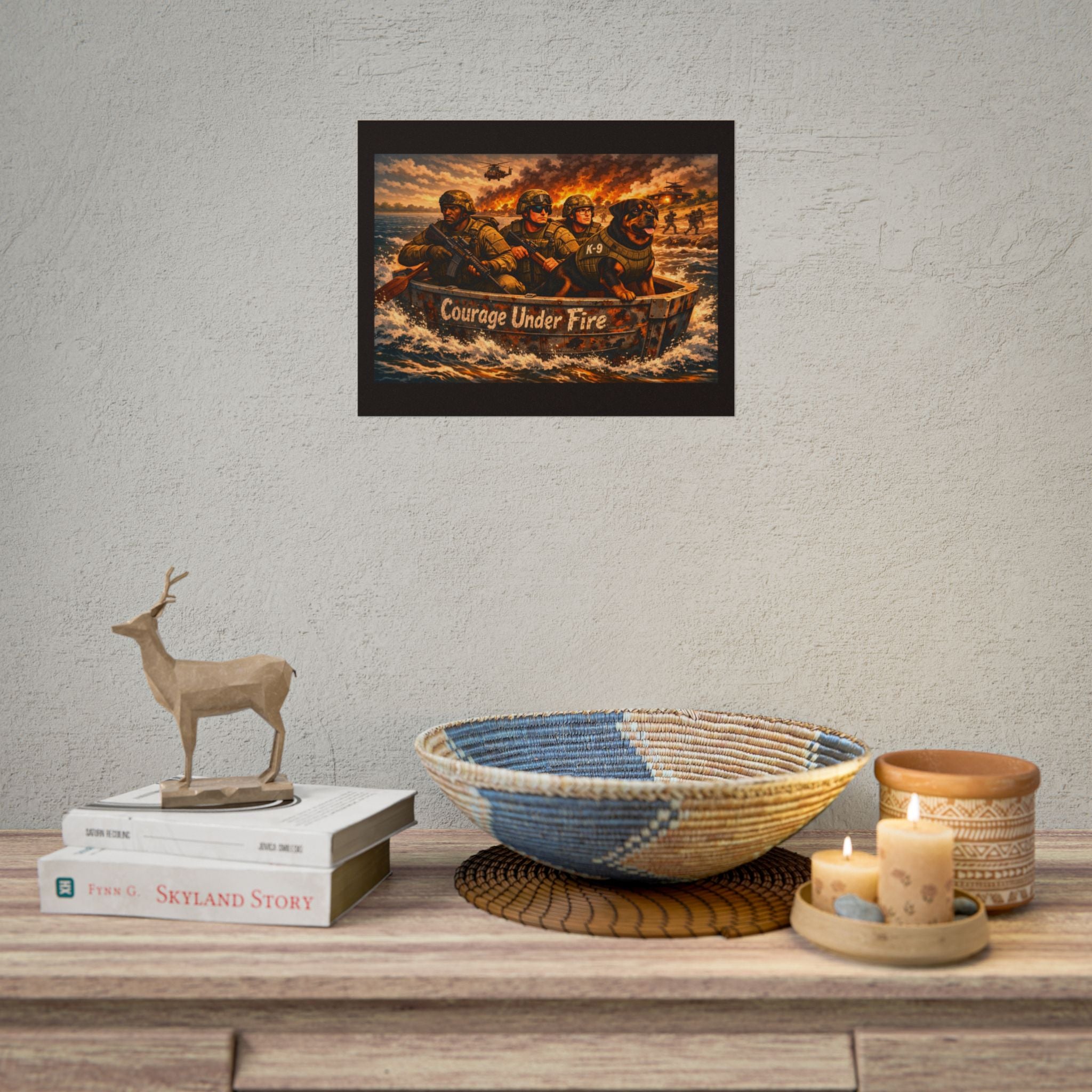 Rolled Poster — Courage Under Fire Military Wall Art (Veteran & K9 Tribute)