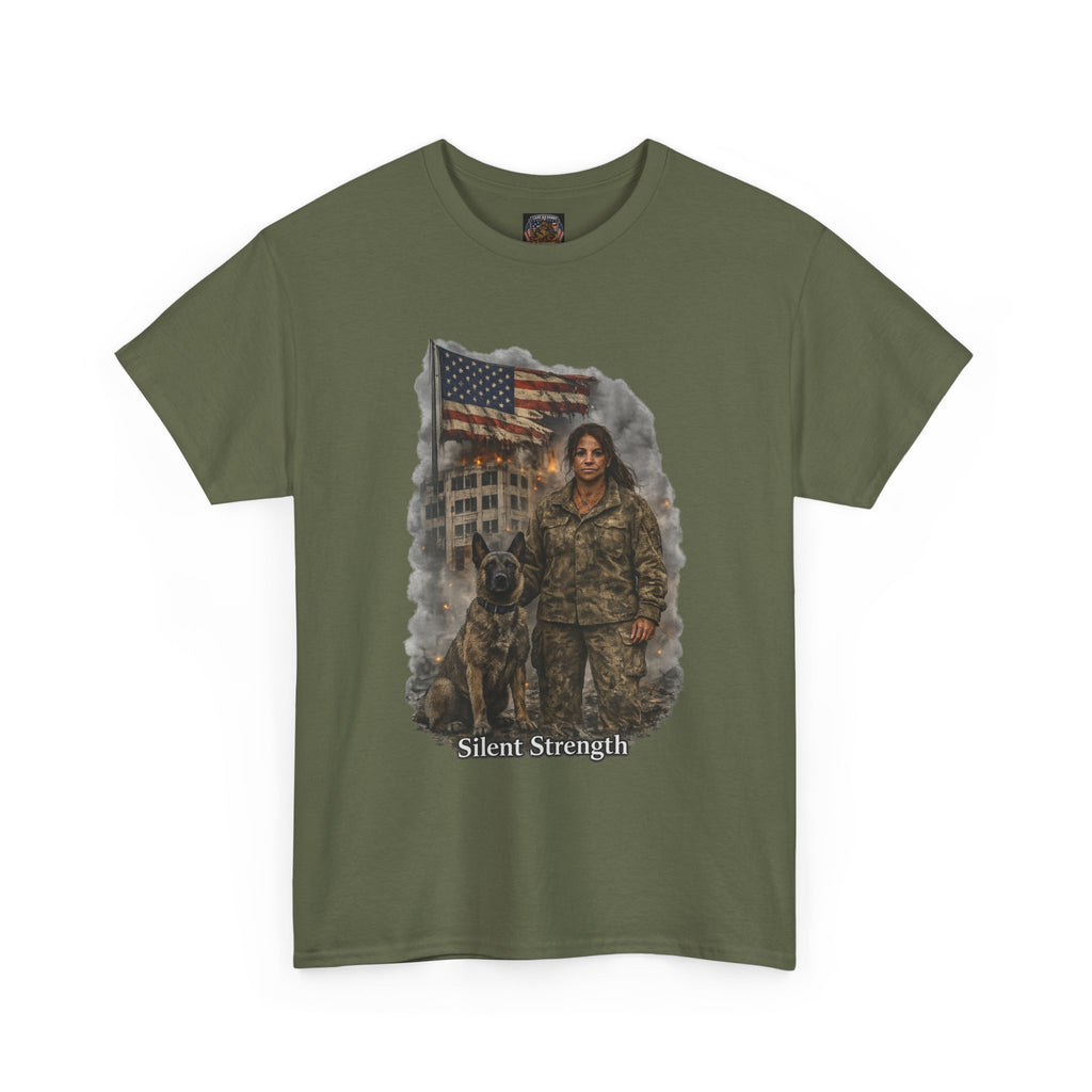 Military K9 Tribute T-Shirt — 'Silent Strength' Veteran & Service Dog Tee