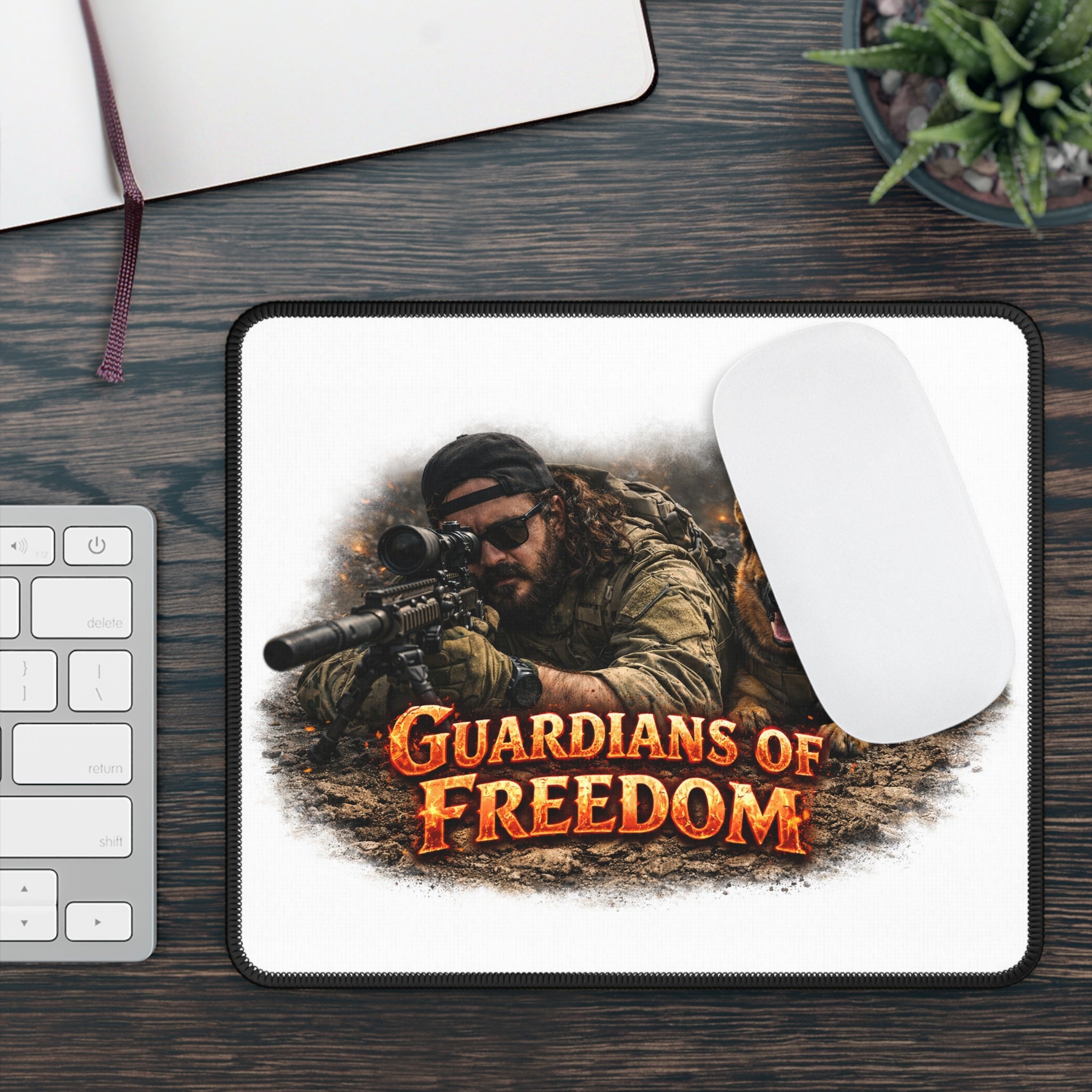 Gaming Mouse Pad — Guardians of Freedom Sniper & K9 Tactical Desk Mat