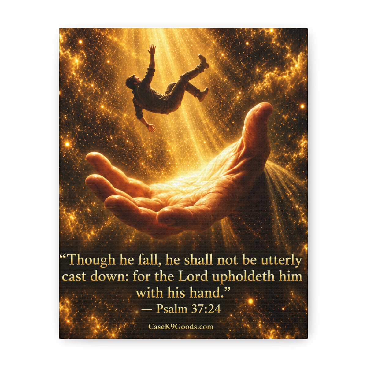 Psalm 37:24 Canvas Wall Art — 'Though He Fall' Inspirational Christian Quote