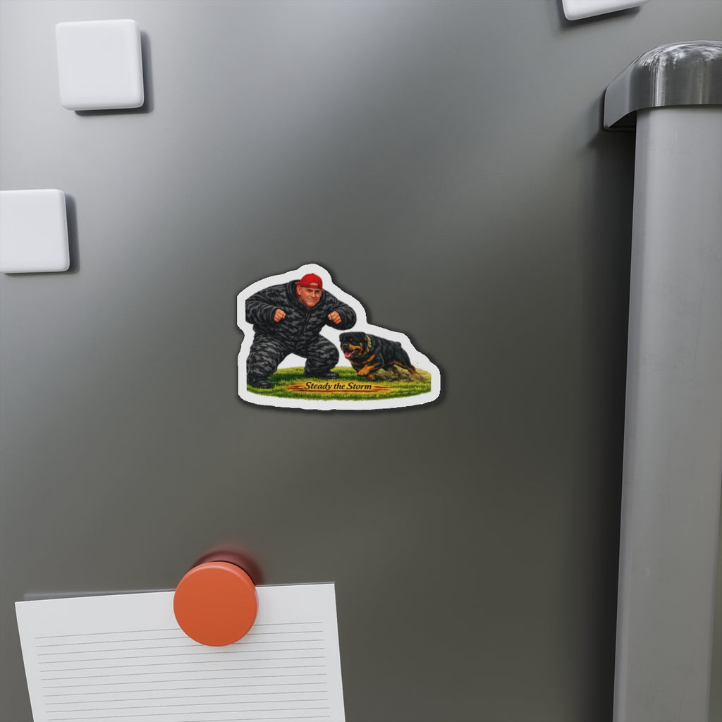 Rottweiler Training Die-Cut Magnet — "Steady the Storm" K9 Handler Decor