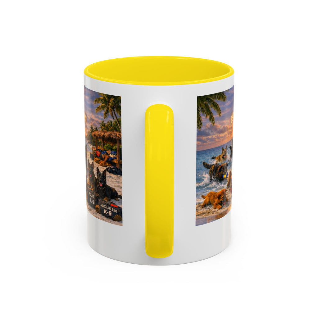 Dutch Shepherd Beach Coffee Mug — "Escape Is Temporary" Accent Mug (11/15oz)