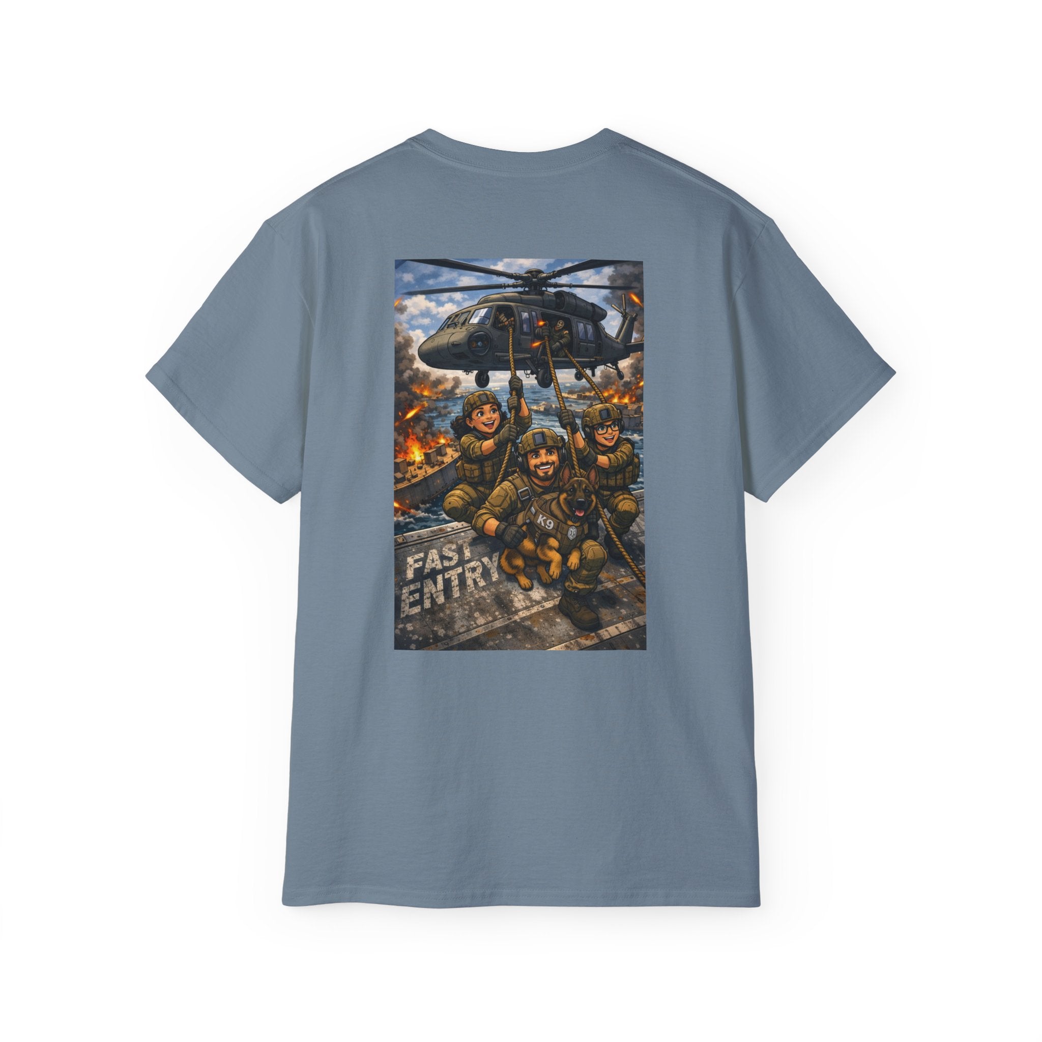 Military Rescue Team Graphic Tee — "Fast Entry" Helicopter Veteran Shirt