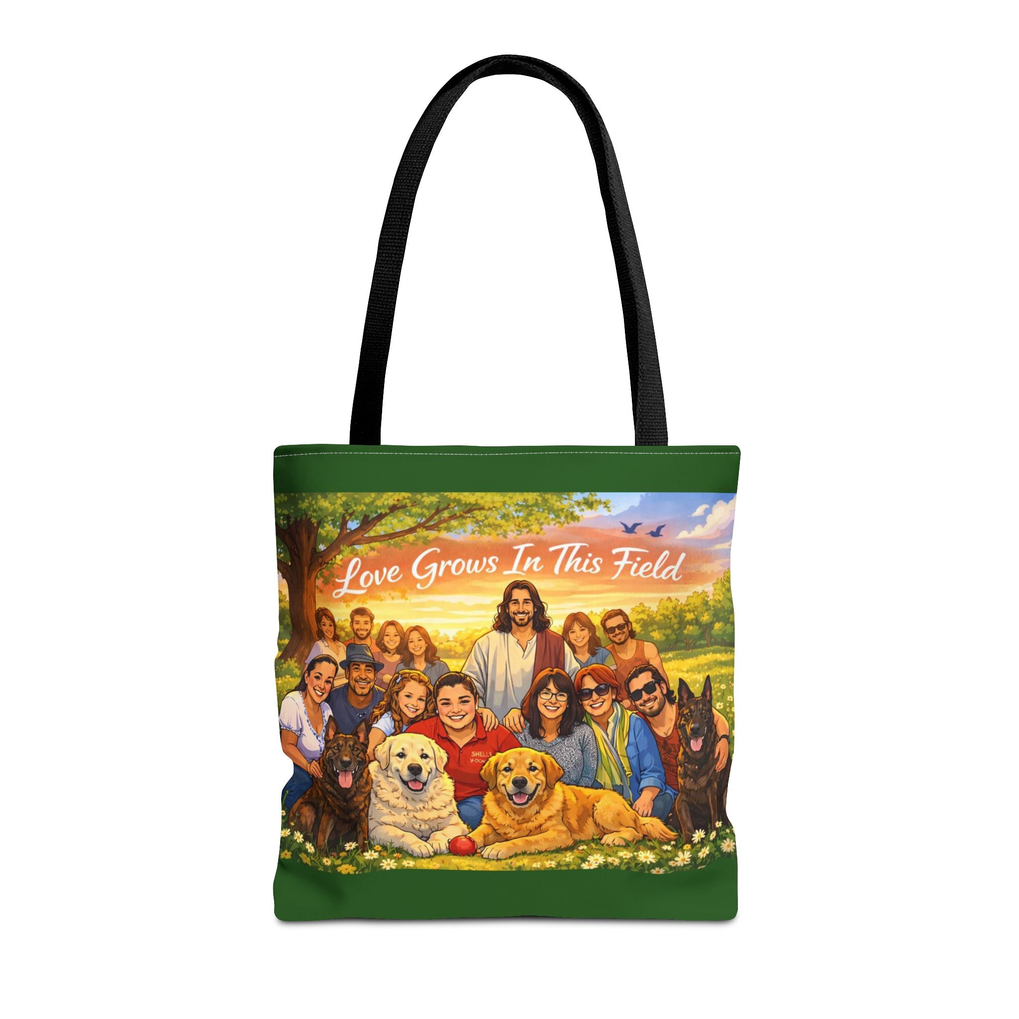 Love Grows In This Field Tote Bag — Jesus & Dogs Inspirational Art Tote