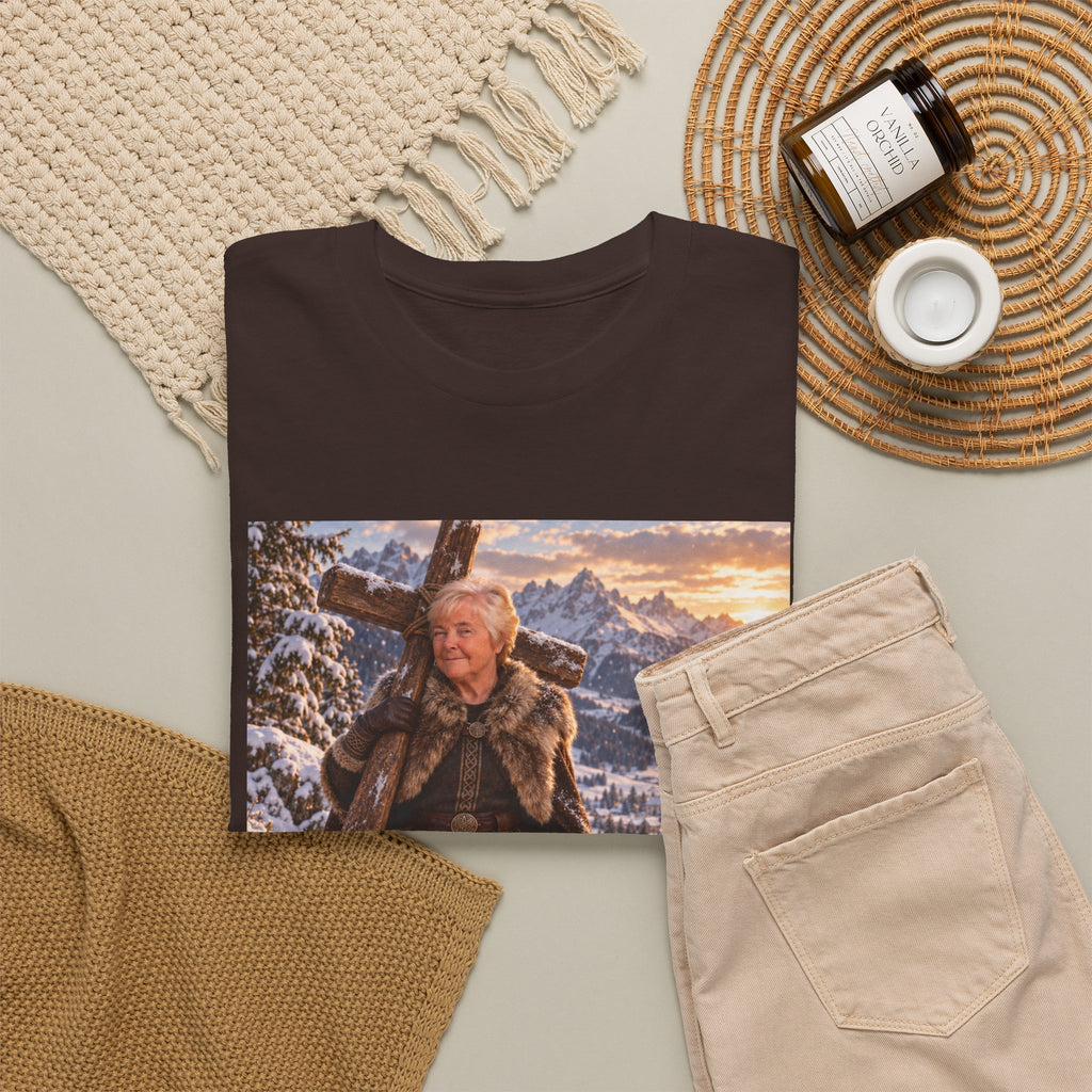 Winter Faith Warrior T‑Shirt — Explorer with Malinois Dog Scenic Graphic Tee