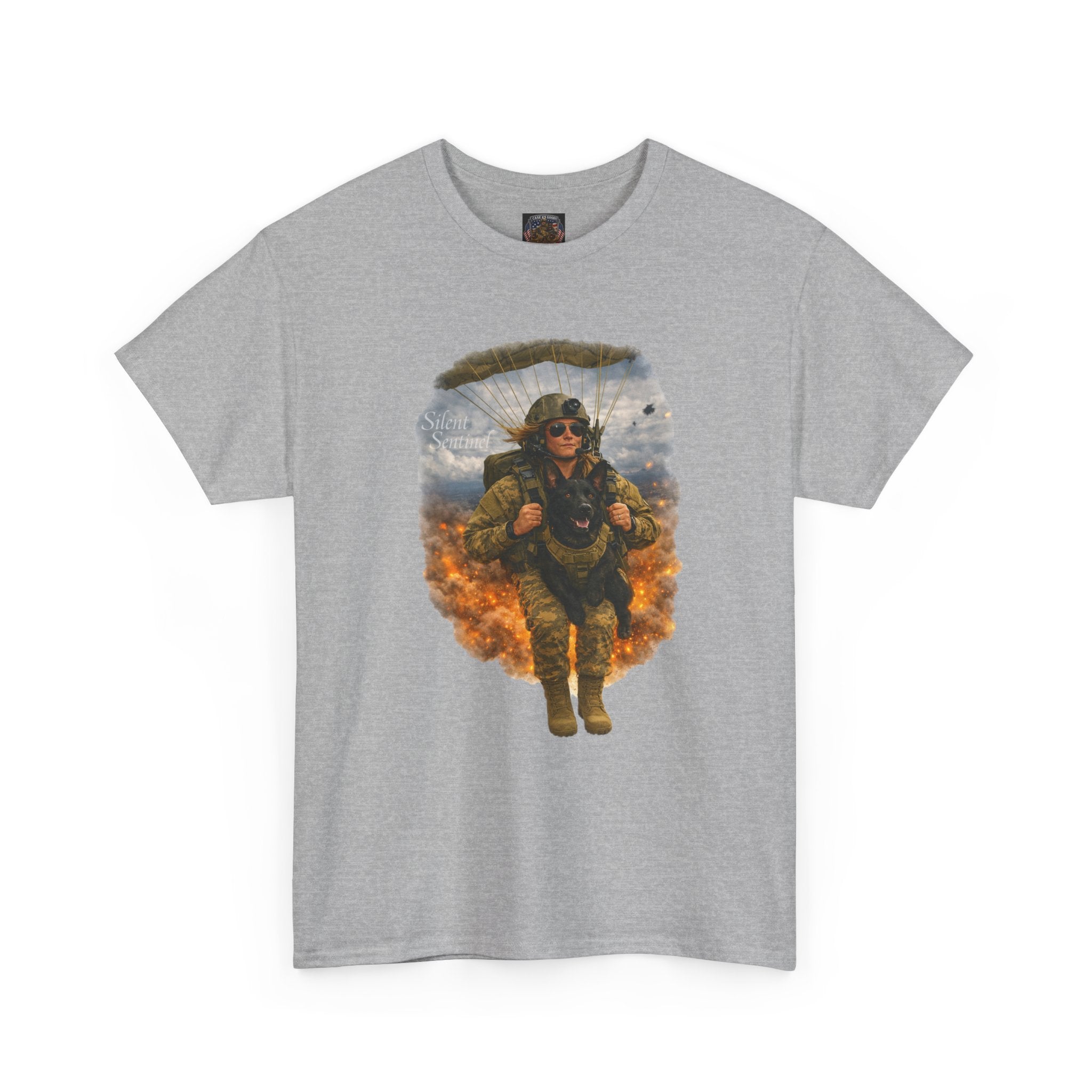 Parachute Trooper Graphic Tee — Military Jump Woman Soldier Design