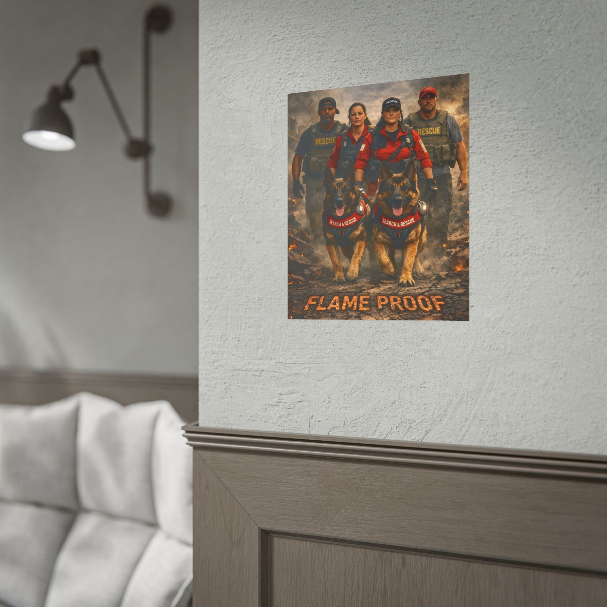 Rolled Poster — 'Flame Proof' Search & Rescue K9 Team Wall Art