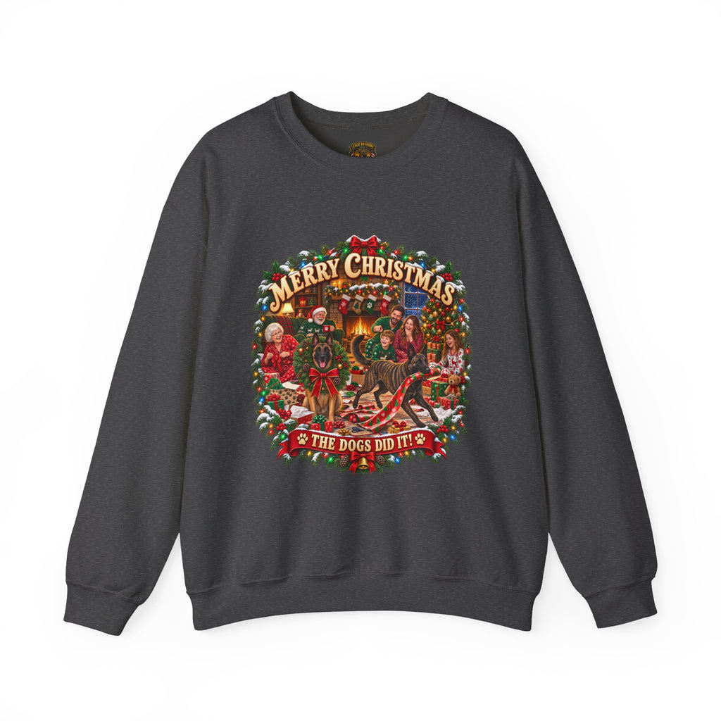 Christmas Sweatshirt — "Merry Christmas the Malinois Dogs Did It" Holiday Crewneck