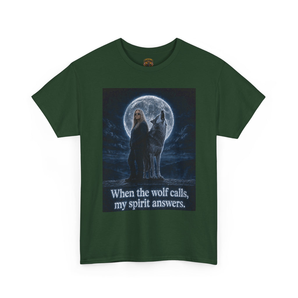 Wolf Spirit T-Shirt — "When the wolf calls, my spirit answers" Mystic Moon Tee