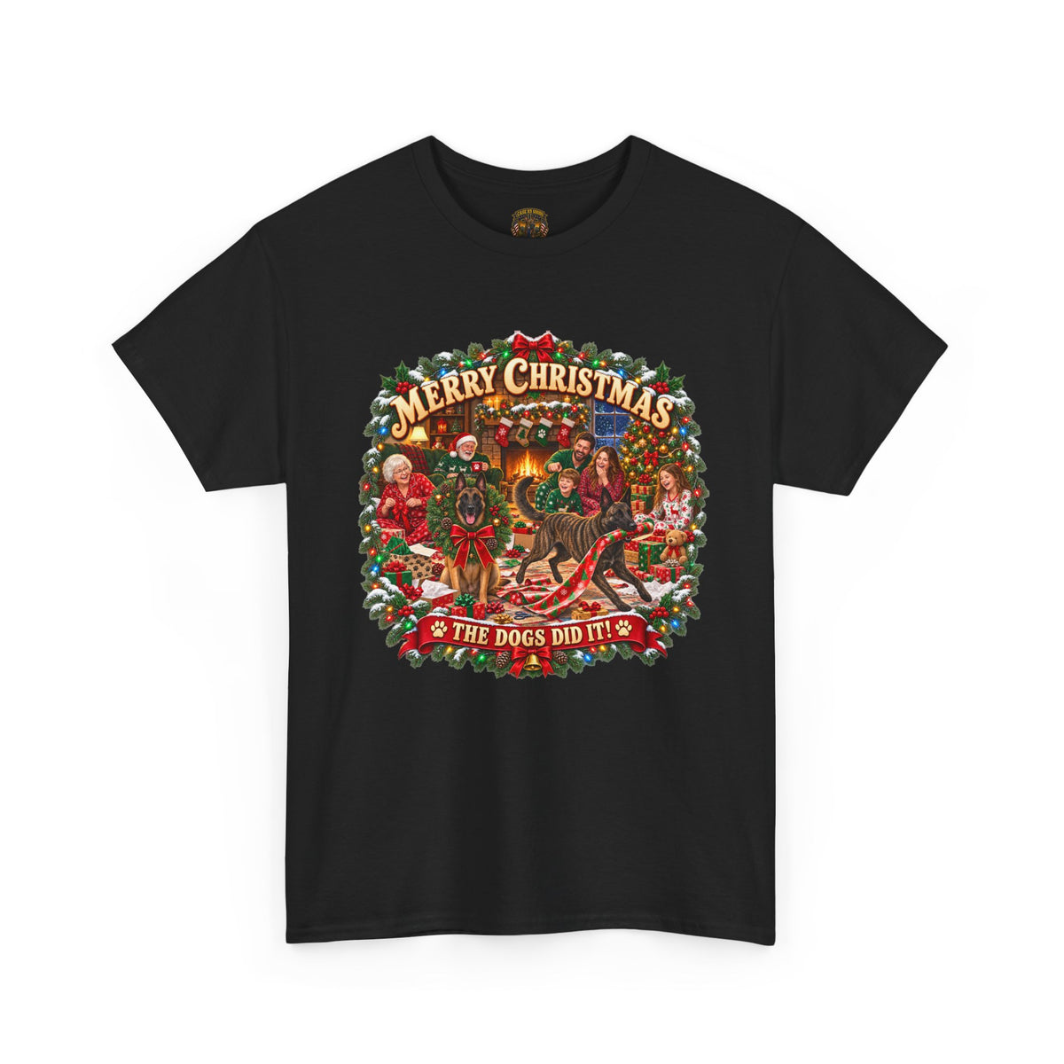 Christmas Dogs Tee Dutch Shepherd Dog — "Merry Christmas the Dogs Did It" Vintage Holiday Shirt