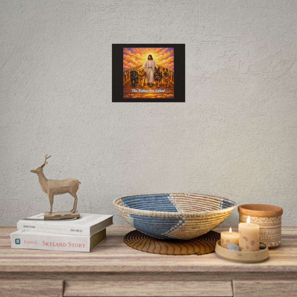 Rolled Poster — Jesus with K-9 Dogs "The Fallen Are Lifted" Memorial Wall Art