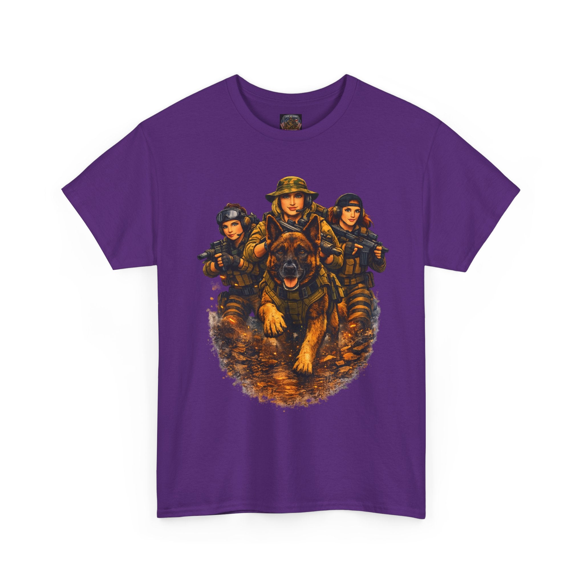 Military Women Portrait T-Shirt — Female Soldier K-9 Squad Graphic Tee
