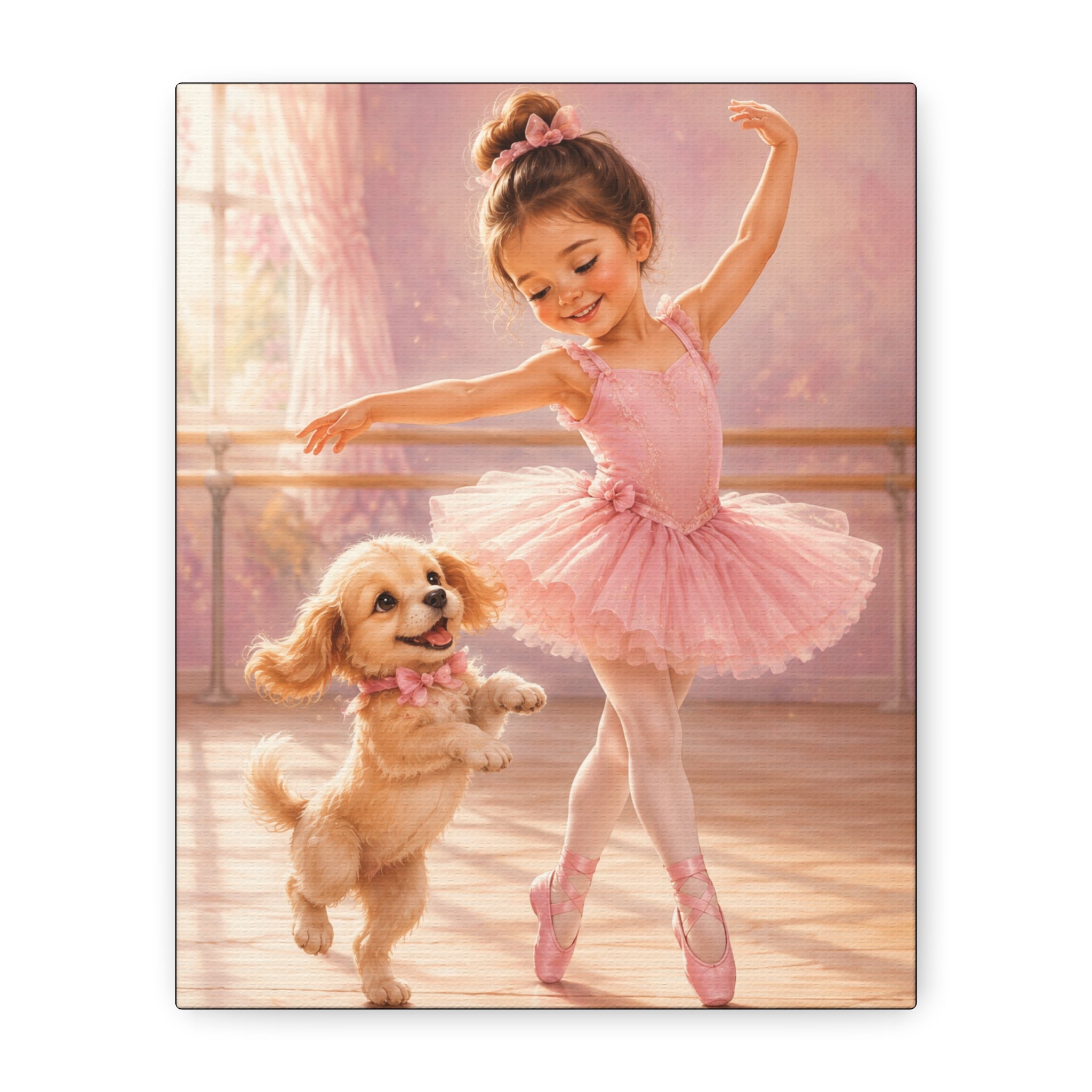 Ballerina Puppy Canvas Wall Art — Matte Stretched 1.25"