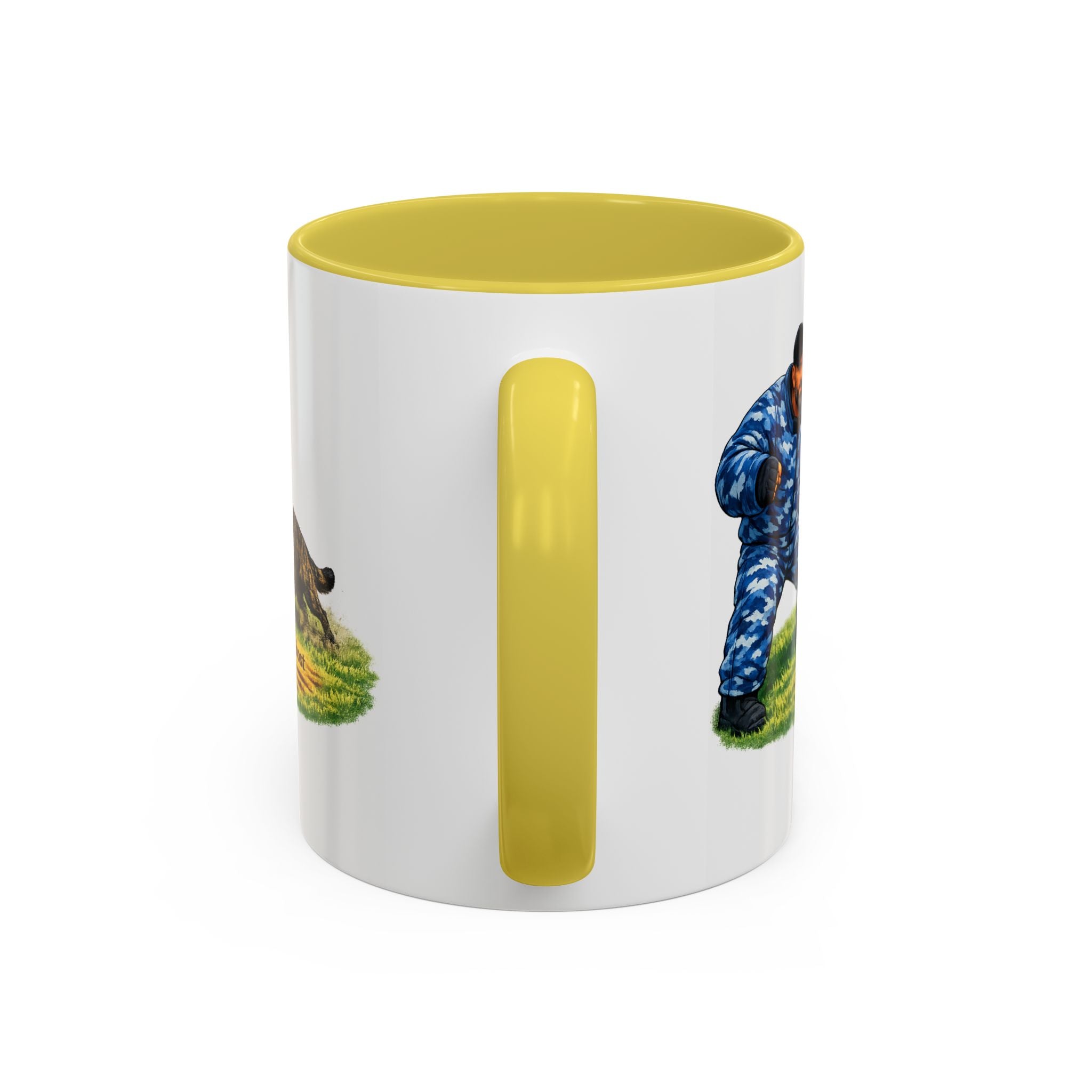 K9 Protection Trainer Mug — “The Brindle Ghost Hits First” Color Accent Coffee Cup (11oz/15oz)