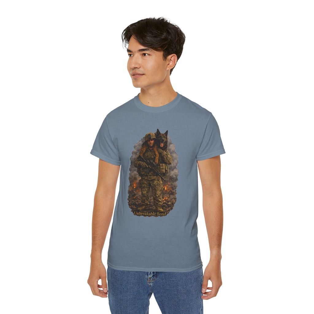 Soldier & K9 Camouflage T-Shirt — Military Veteran Tribute Tee