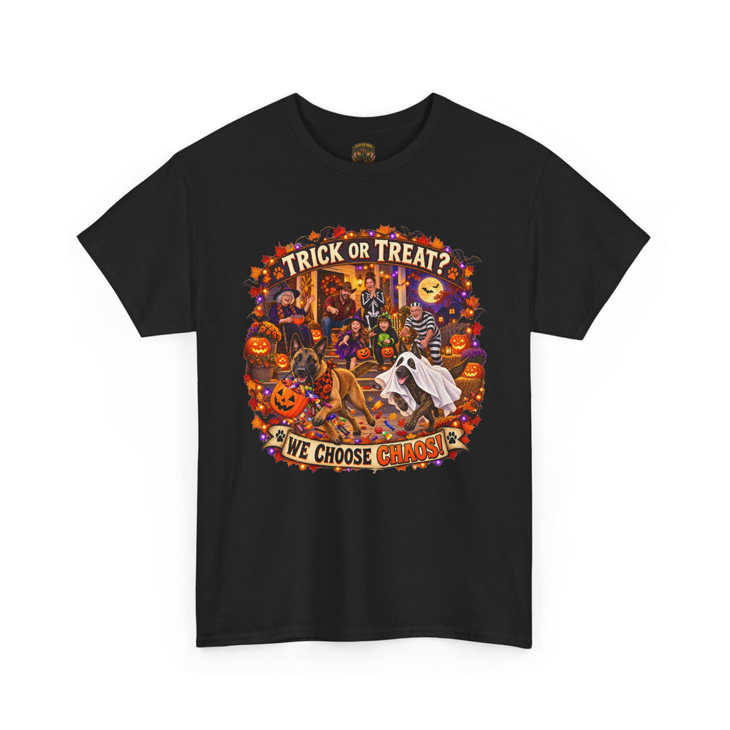 Halloween Trick or Treat T-Shirt — "Trick or Treat? We Choose Chaos" Graphic Tee
