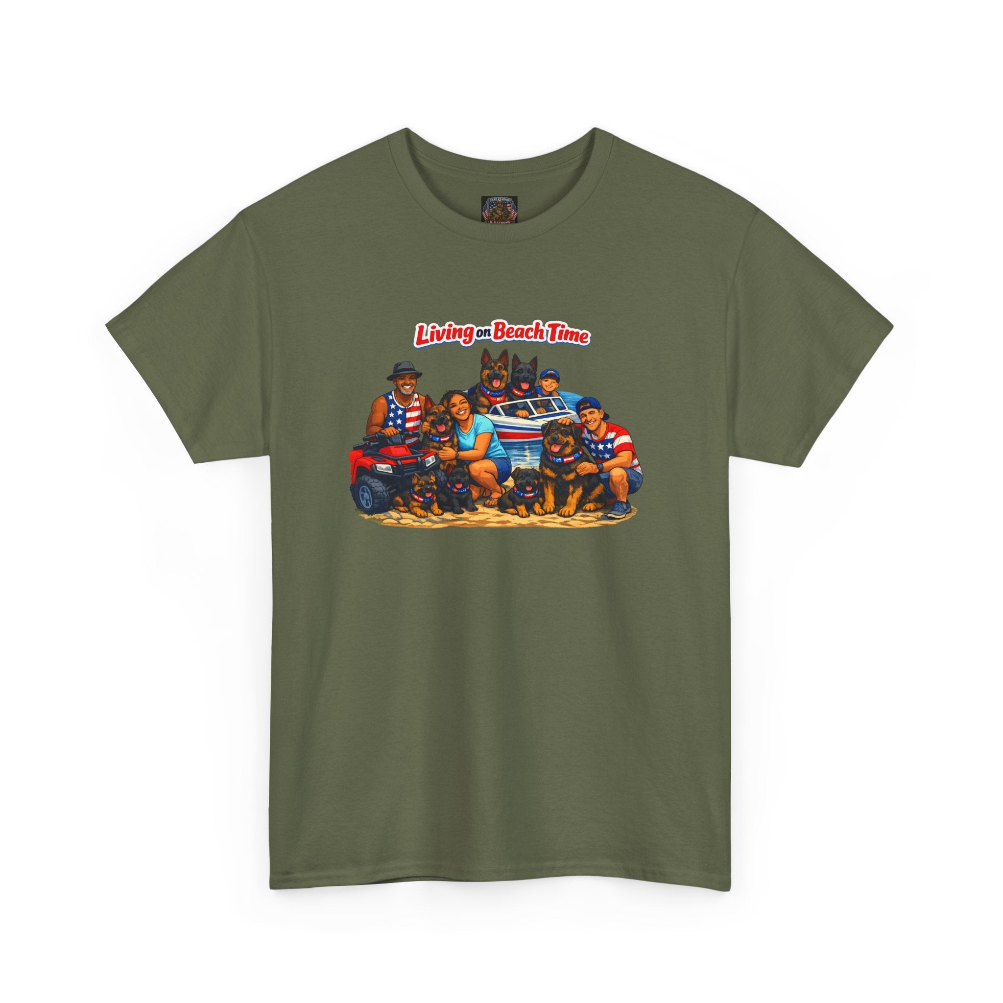 Beach Crew Graphic Tee — "Living Beach Town" Vintage Surf Crew T-Shirt