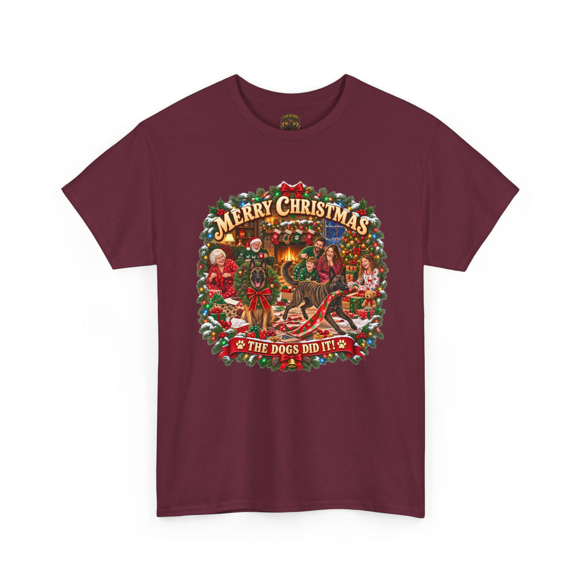 Christmas Dogs Tee Dutch Shepherd Dog — "Merry Christmas the Dogs Did It" Vintage Holiday Shirt