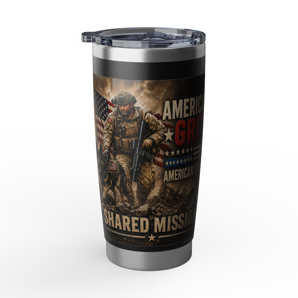 American Grit 20oz Tumbler - Patriotic K9 Veteran Tribute