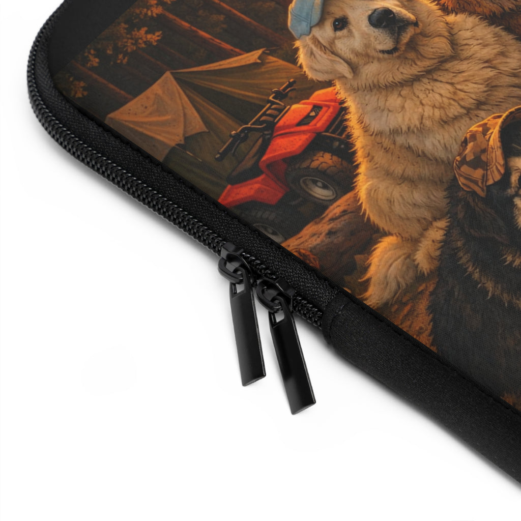 Born Country Camping Dogs Laptop Sleeve — Rustic Sunset Pet Lover Protective Case