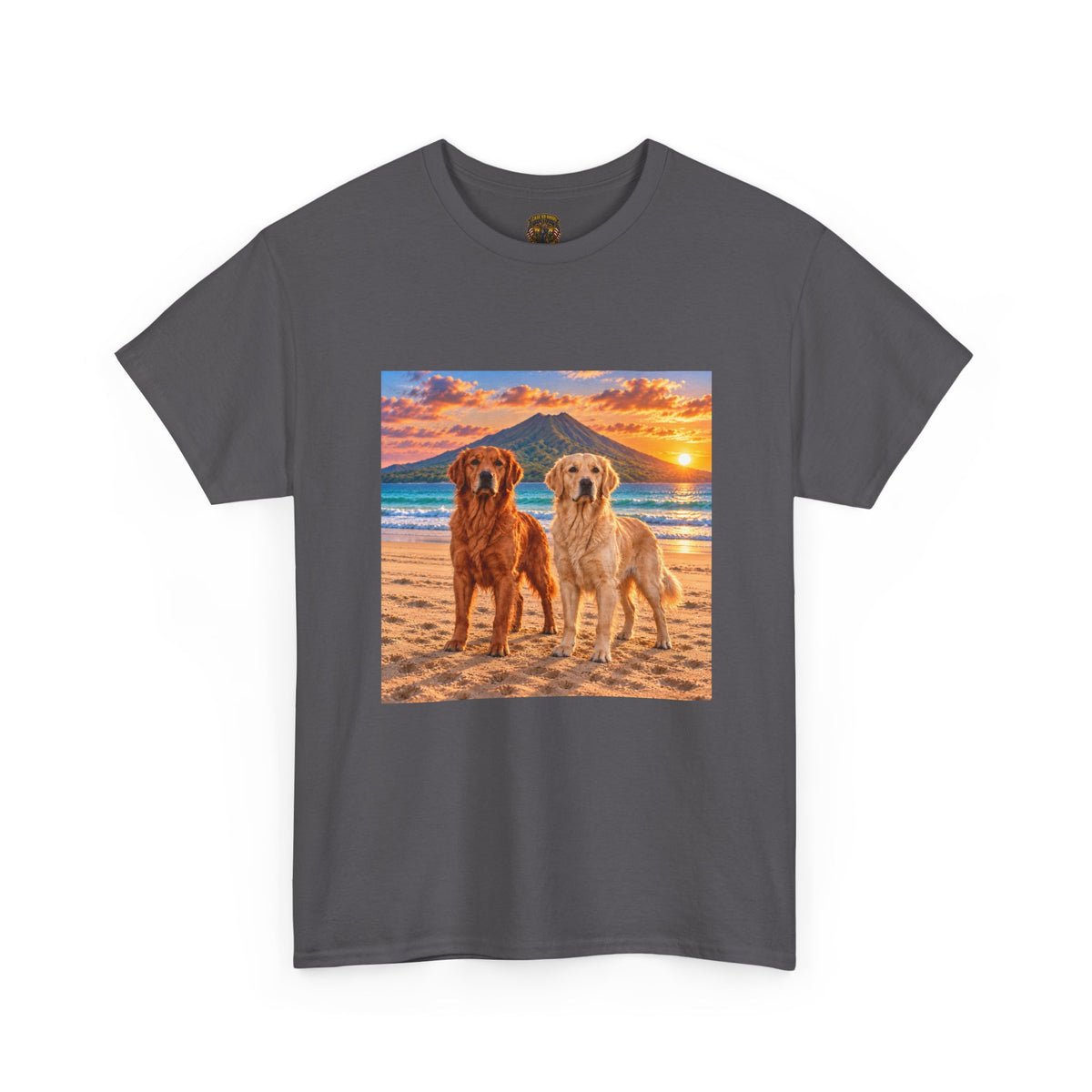 Golden Retrievers on Beach Sunset T-Shirt