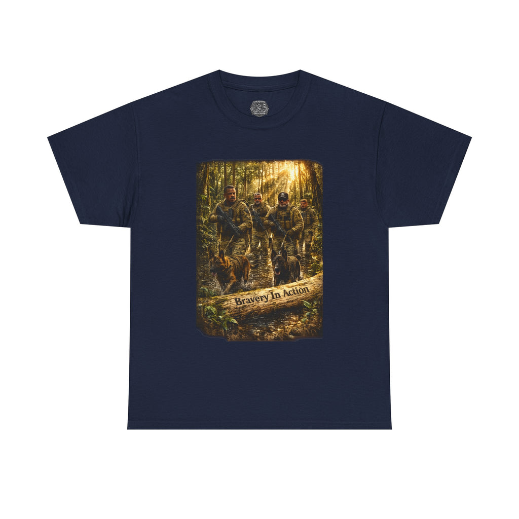 Hunting  K-9 Military Crew Tee — " Service In Action" Forest Camouflage Graphic
