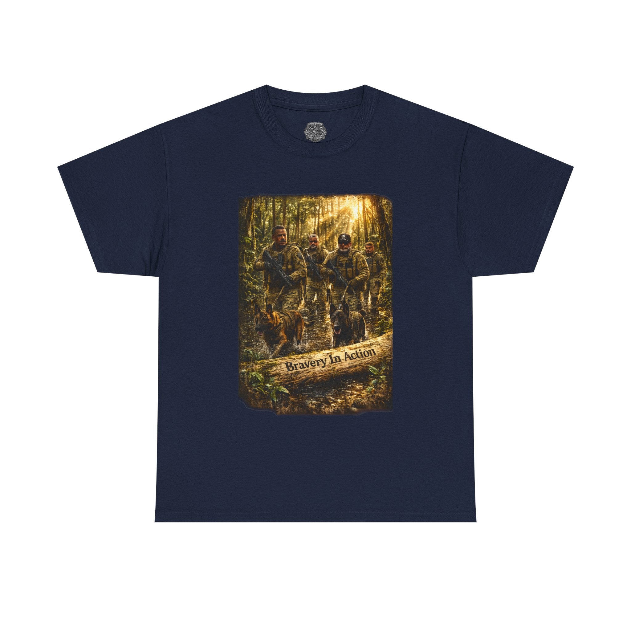 Hunting  K-9 Military Crew Tee — " Service In Action" Forest Camouflage Graphic