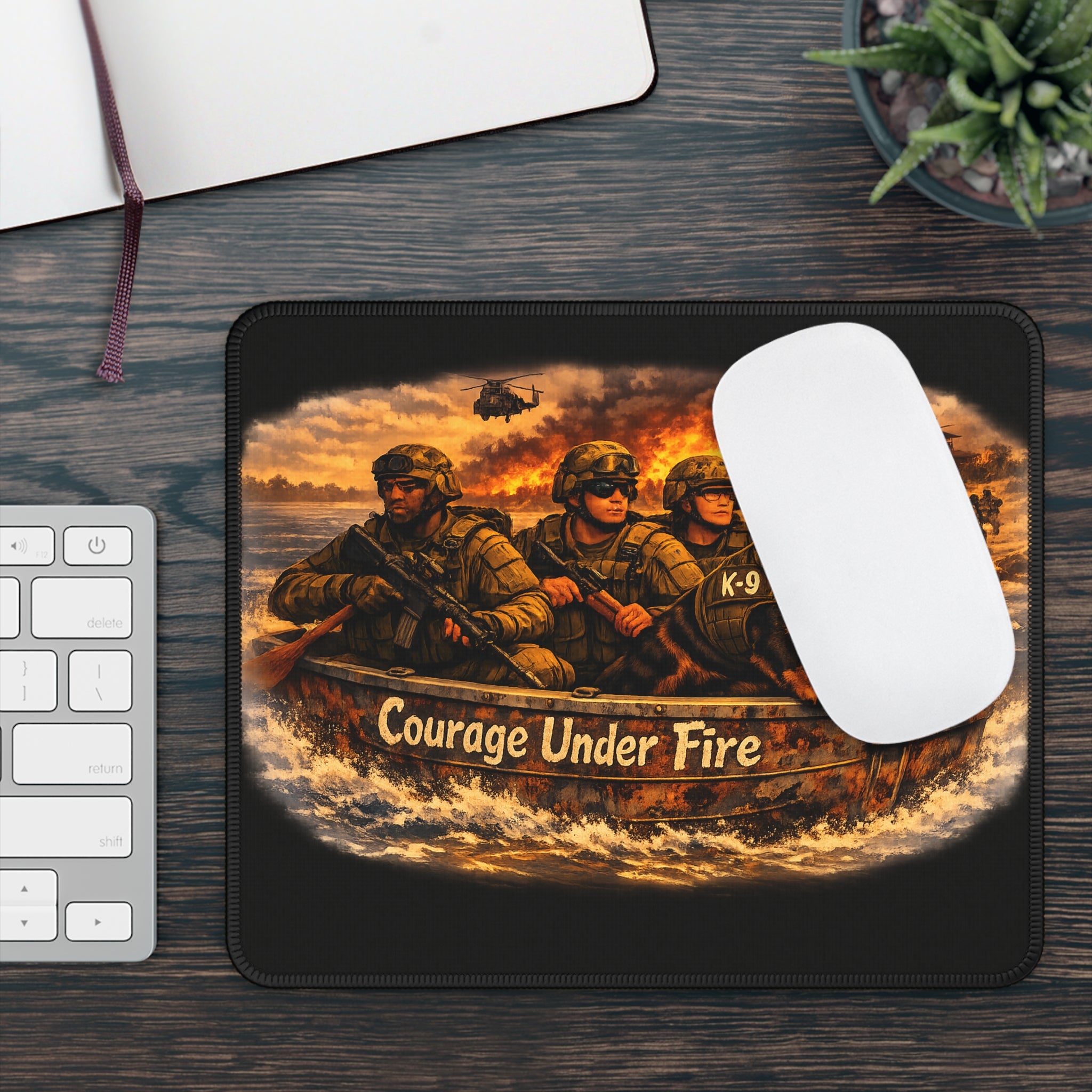 Courage Under Fire Gaming Mouse Pad — Military K-9 Veteran Tribute