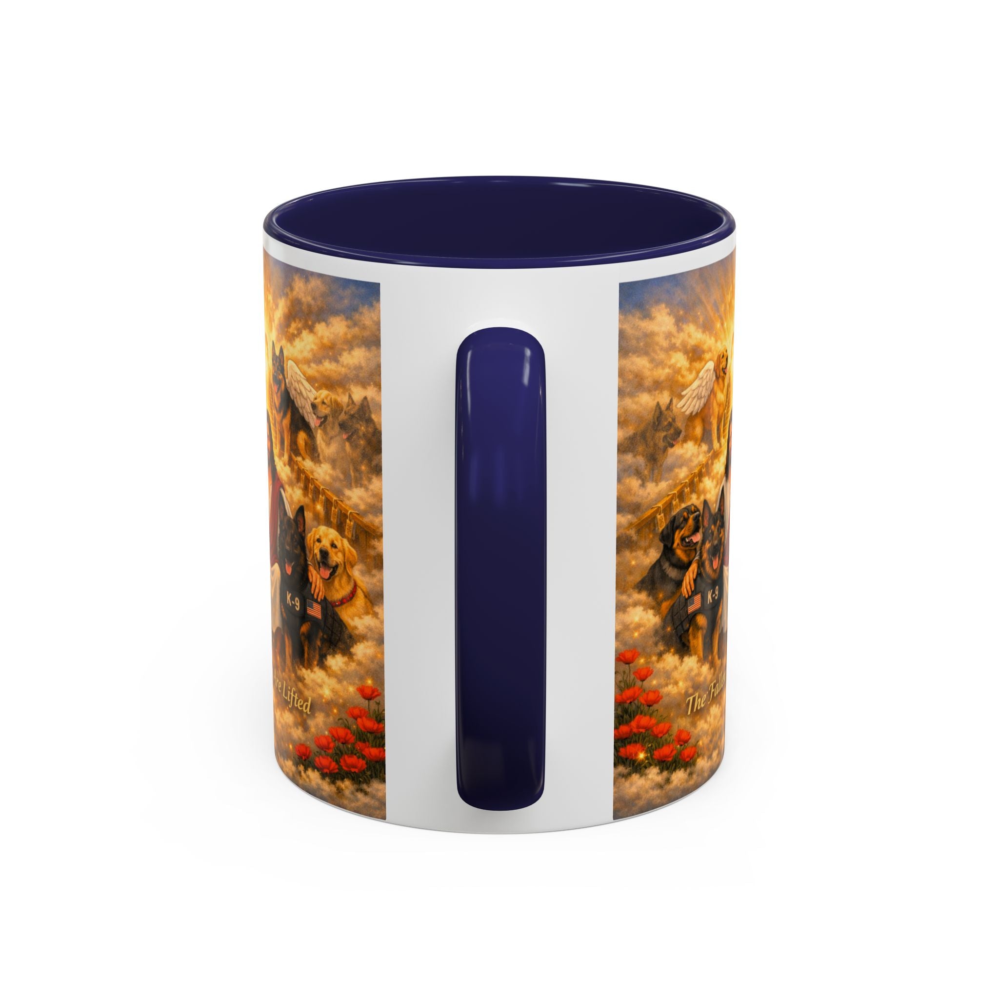 Christian Dog Memorial Coffee Mug — “The Fallen Are Lifted” Accent 11/15oz