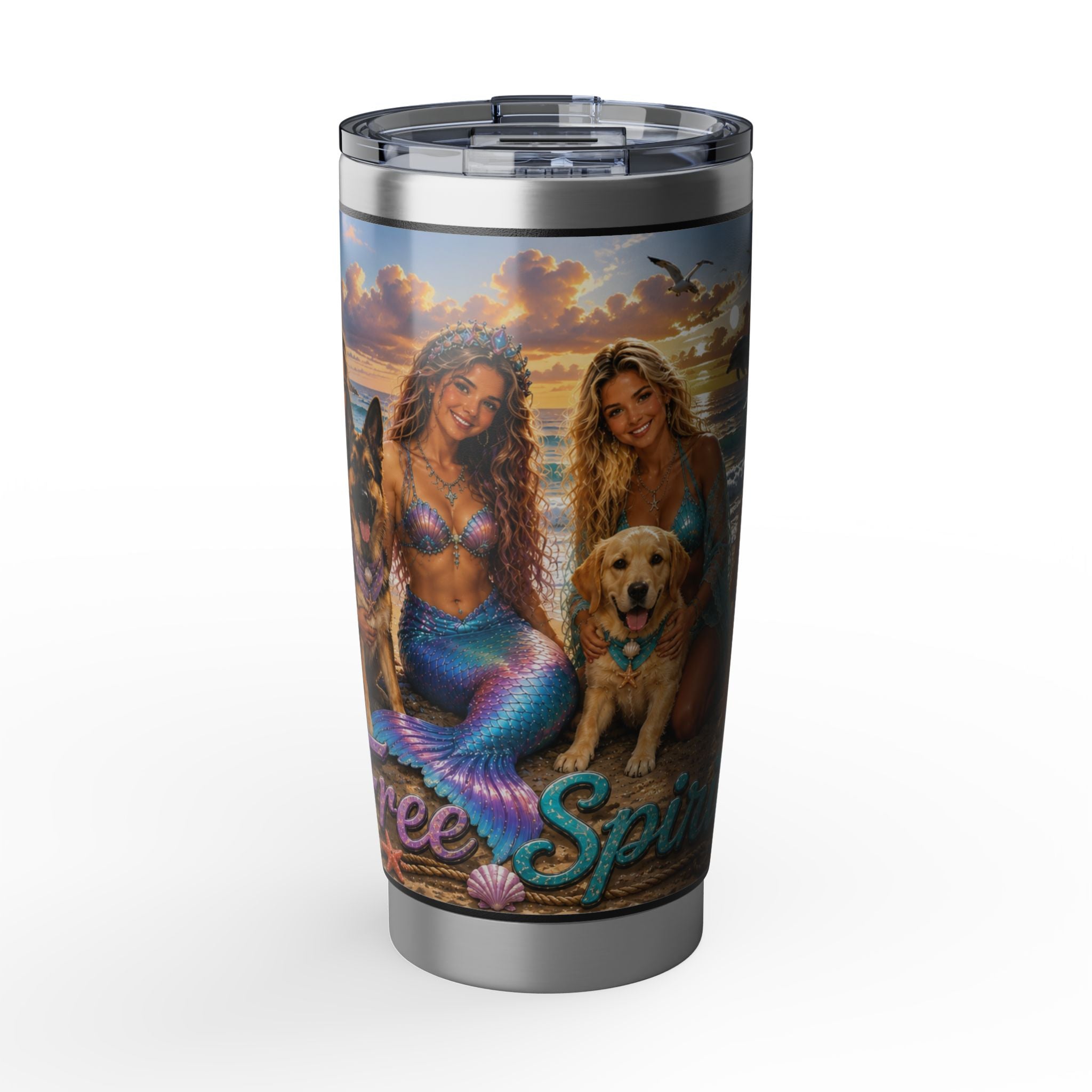 Mermaid Beach 20oz Tumbler - 'Sea Spirit' Girlfriend's Insulated Travel Cup