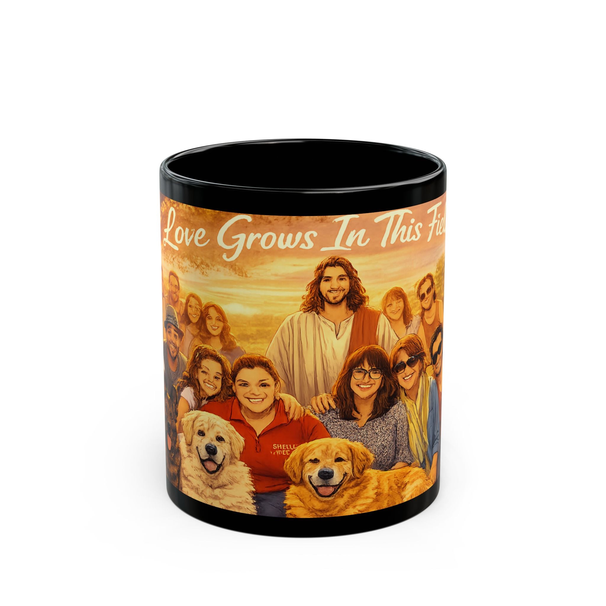 Christian Family Love Mug — "Love Grows In This Field" Black Coffee Cup (11oz/15oz)