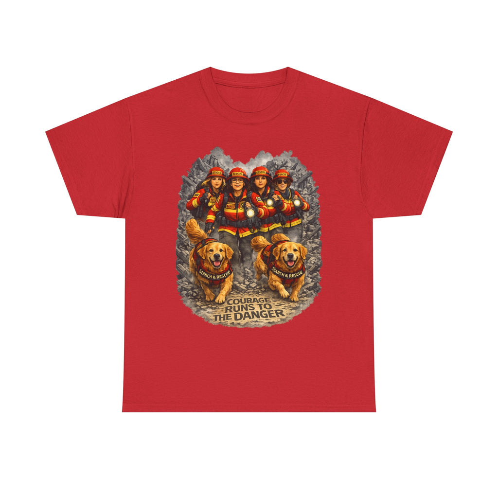 Firefighter Rescue Crew T‑Shirt — Courage Runs to the Danger Graphic Tee