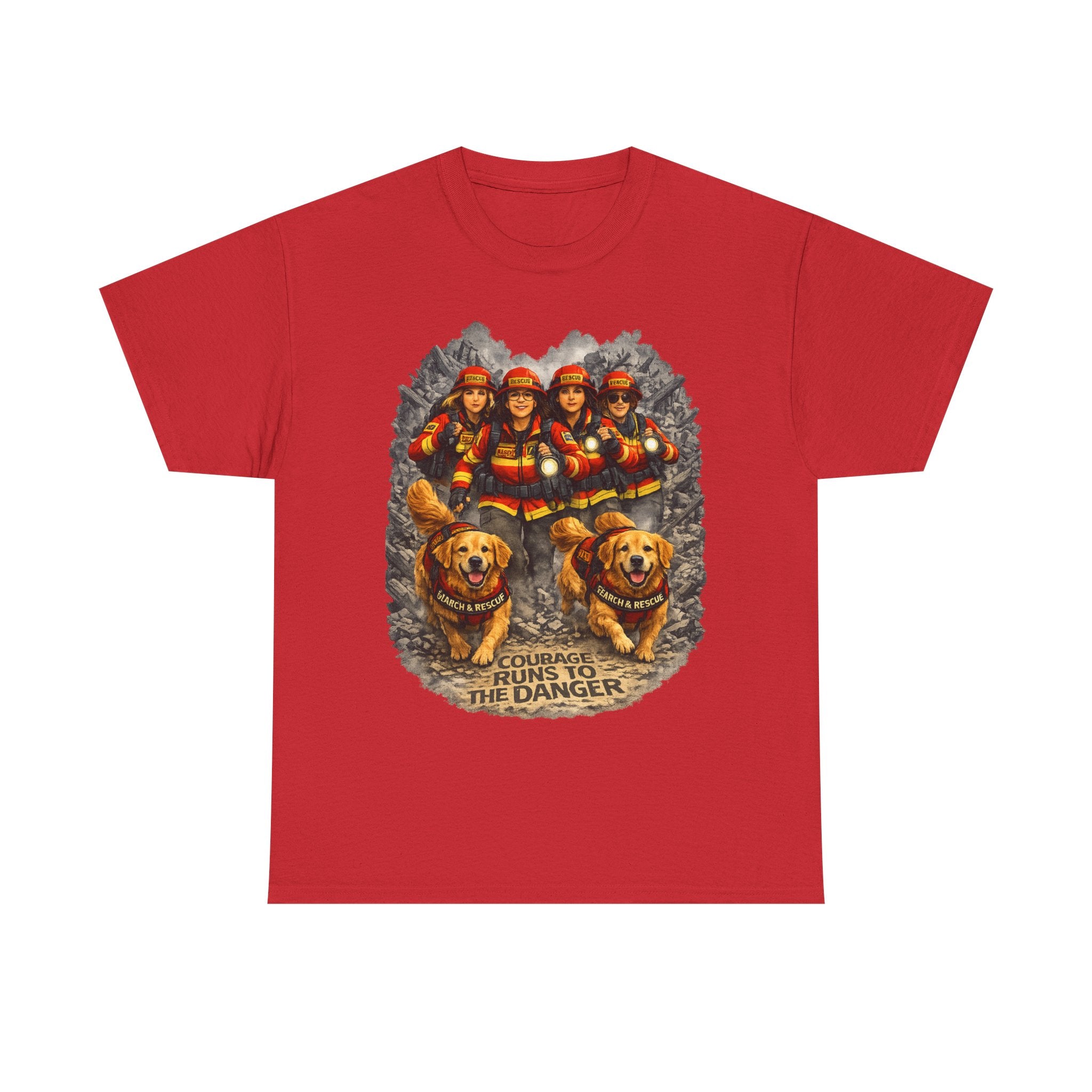 Firefighter Rescue Crew T‑Shirt — Courage Runs to the Danger Graphic Tee