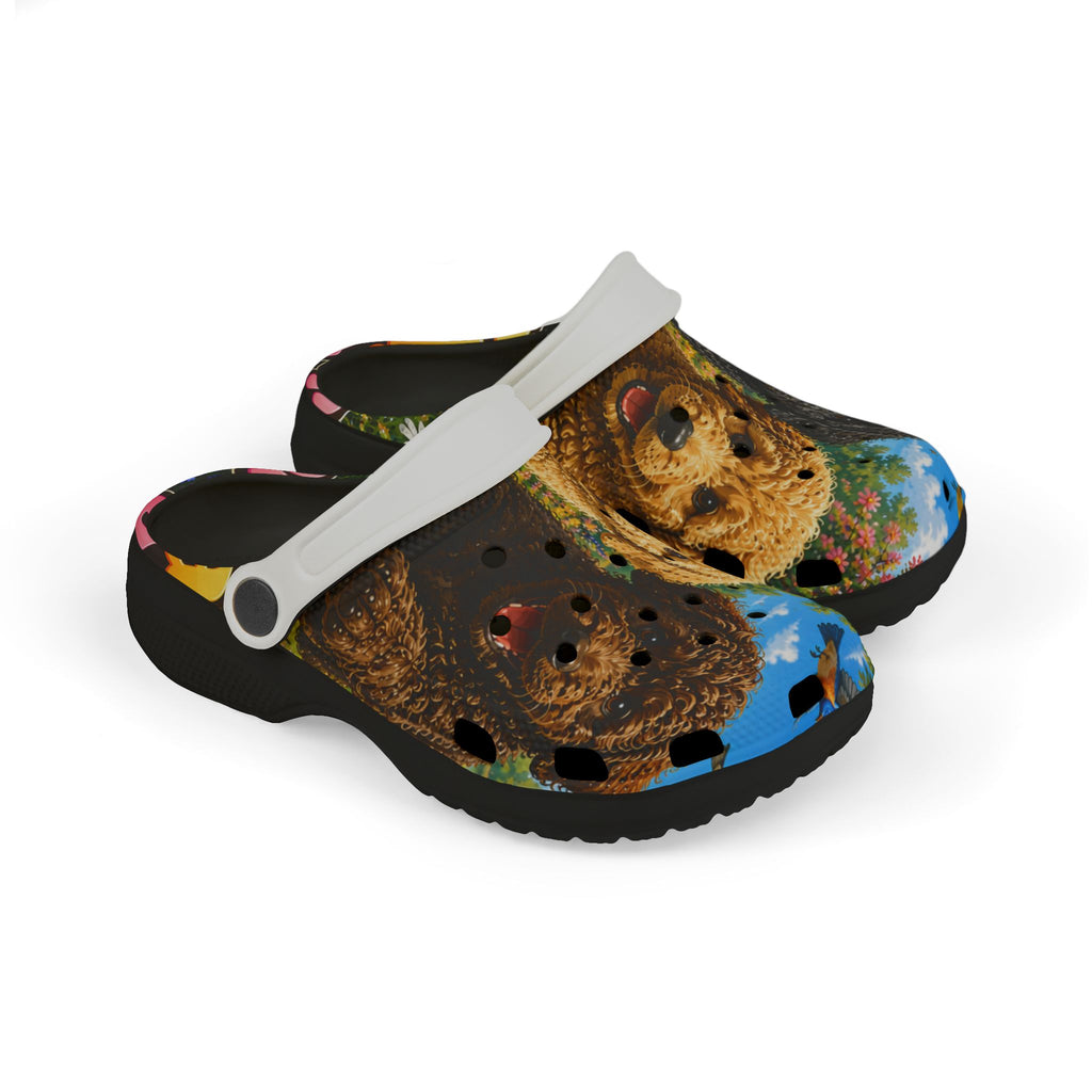 Kids' Puppy Doodle Garden Foam Clogs – Cute Dog Print EVA Slip‑Ons