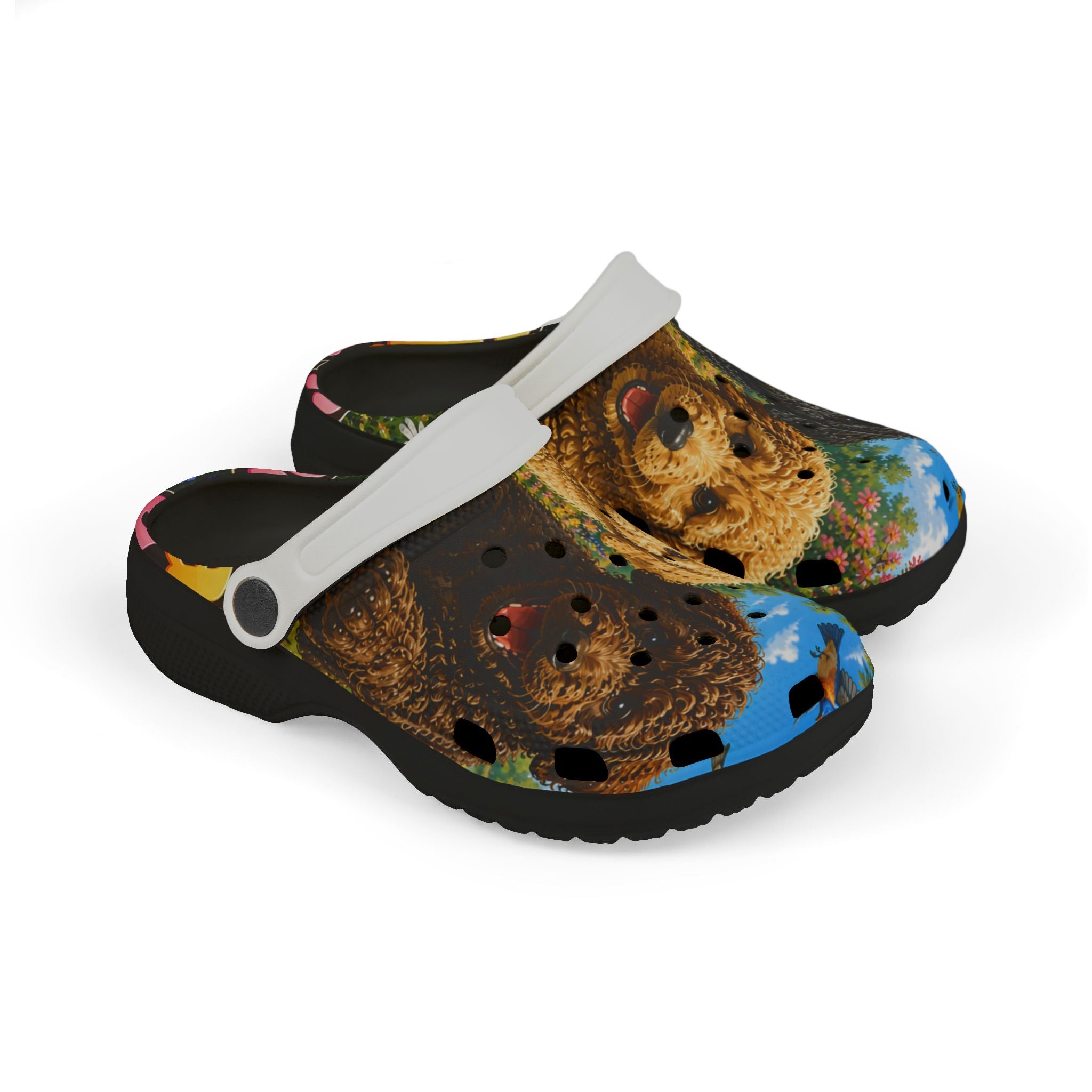 Kids' Puppy Doodle Garden Foam Clogs – Cute Dog Print EVA Slip‑Ons