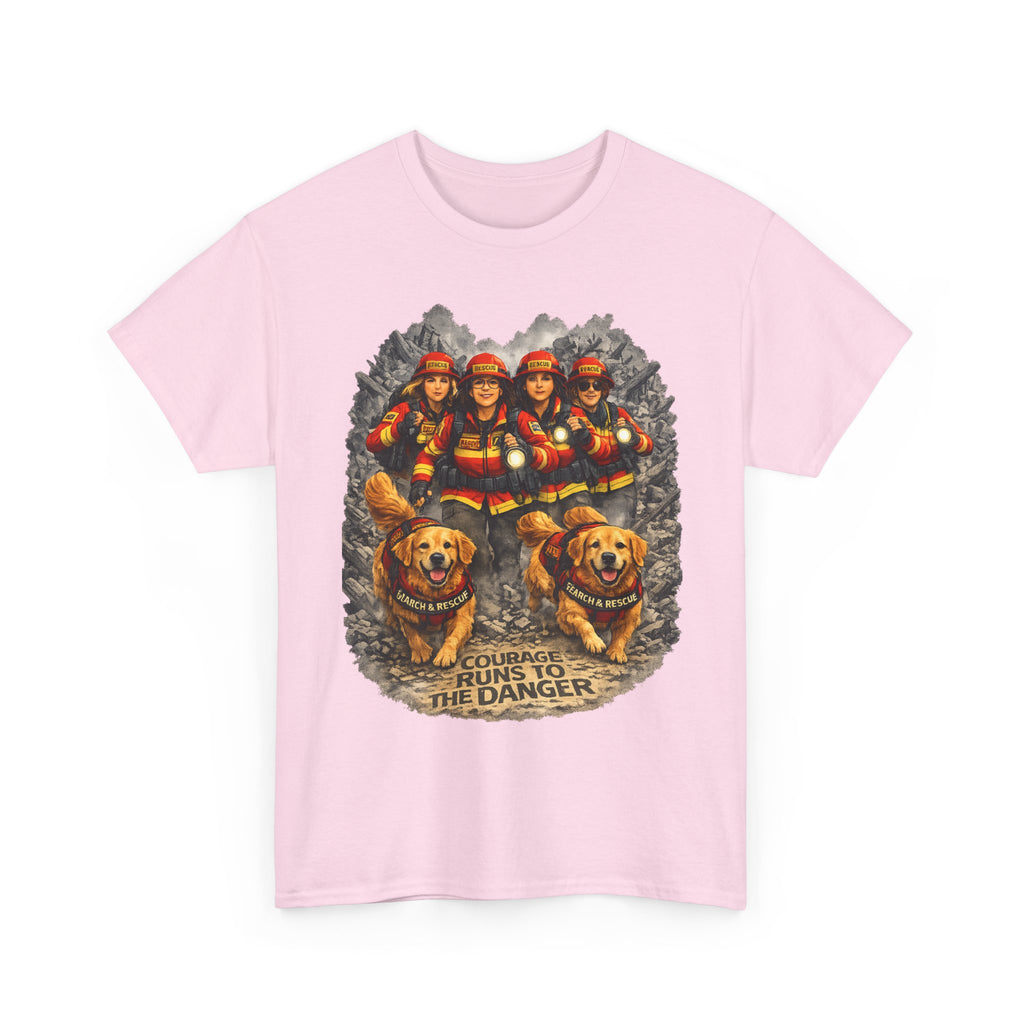 Firefighter Rescue Crew T‑Shirt — Courage Runs to the Danger Graphic Tee
