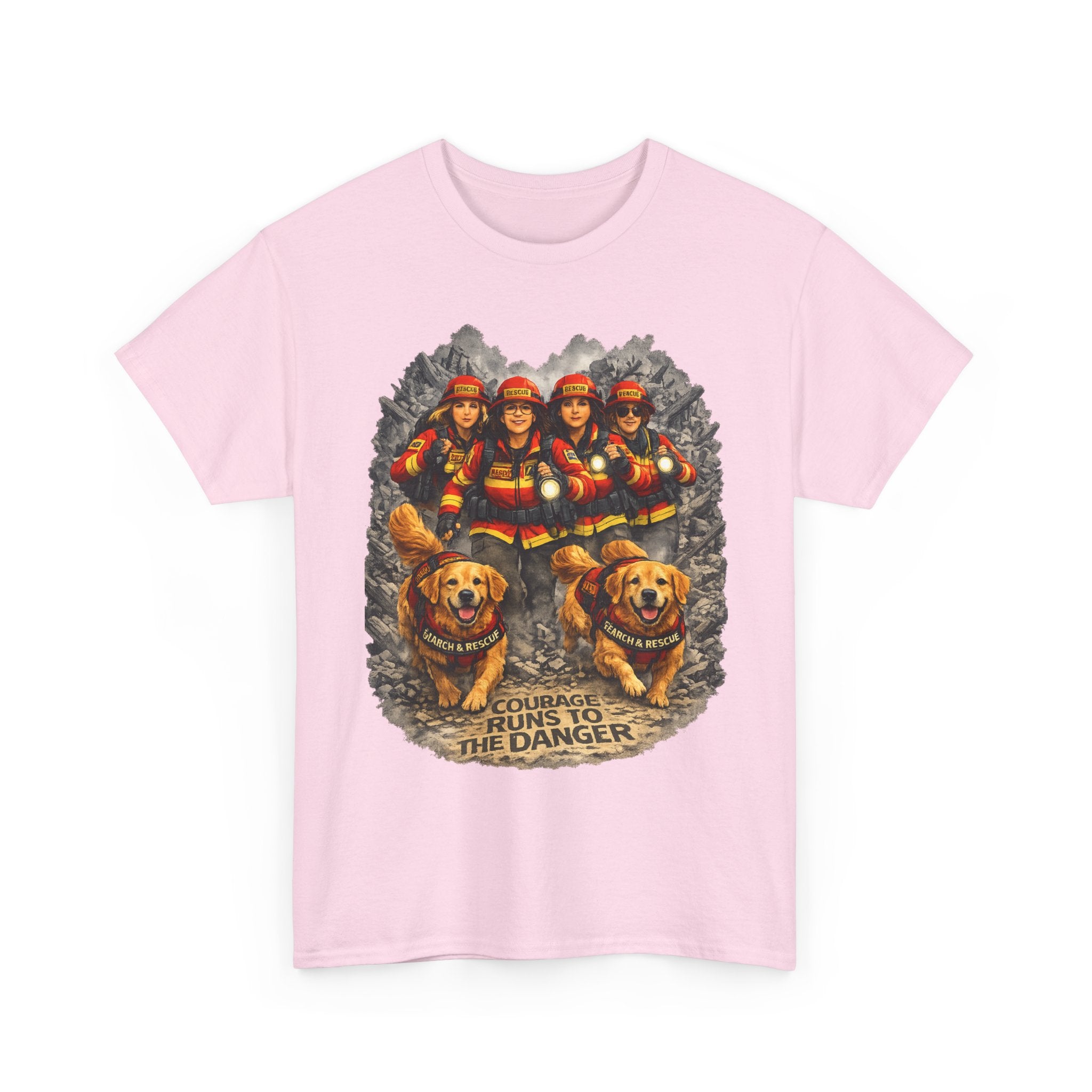 Firefighter Rescue Crew T‑Shirt — Courage Runs to the Danger Graphic Tee