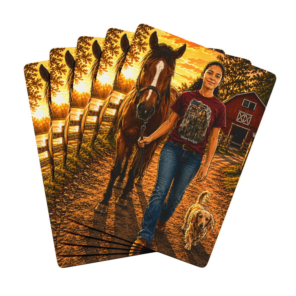 Horse Lover Poker Playing Cards — Equestrian Farm Scene Deck