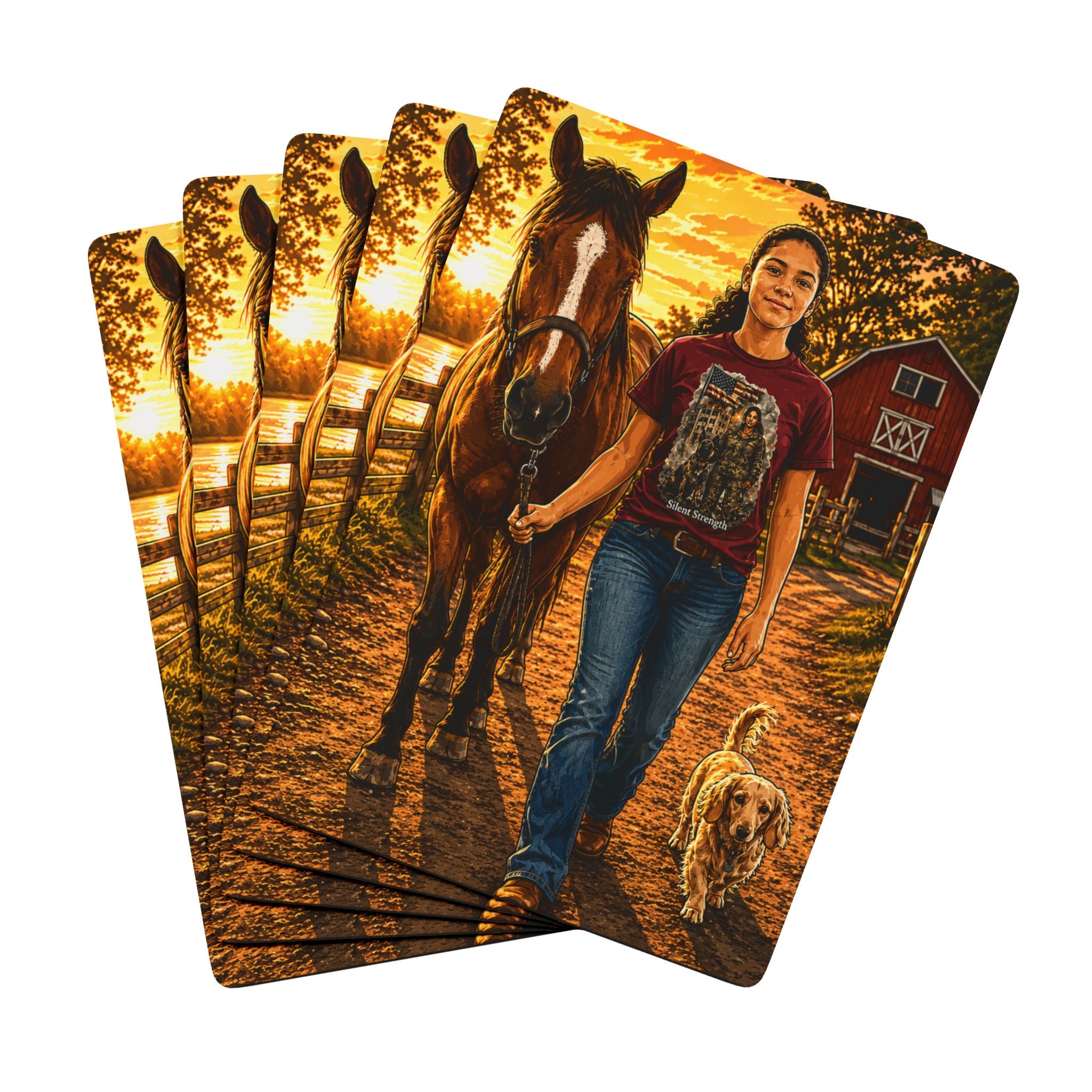 Horse Lover Poker Playing Cards — Equestrian Farm Scene Deck