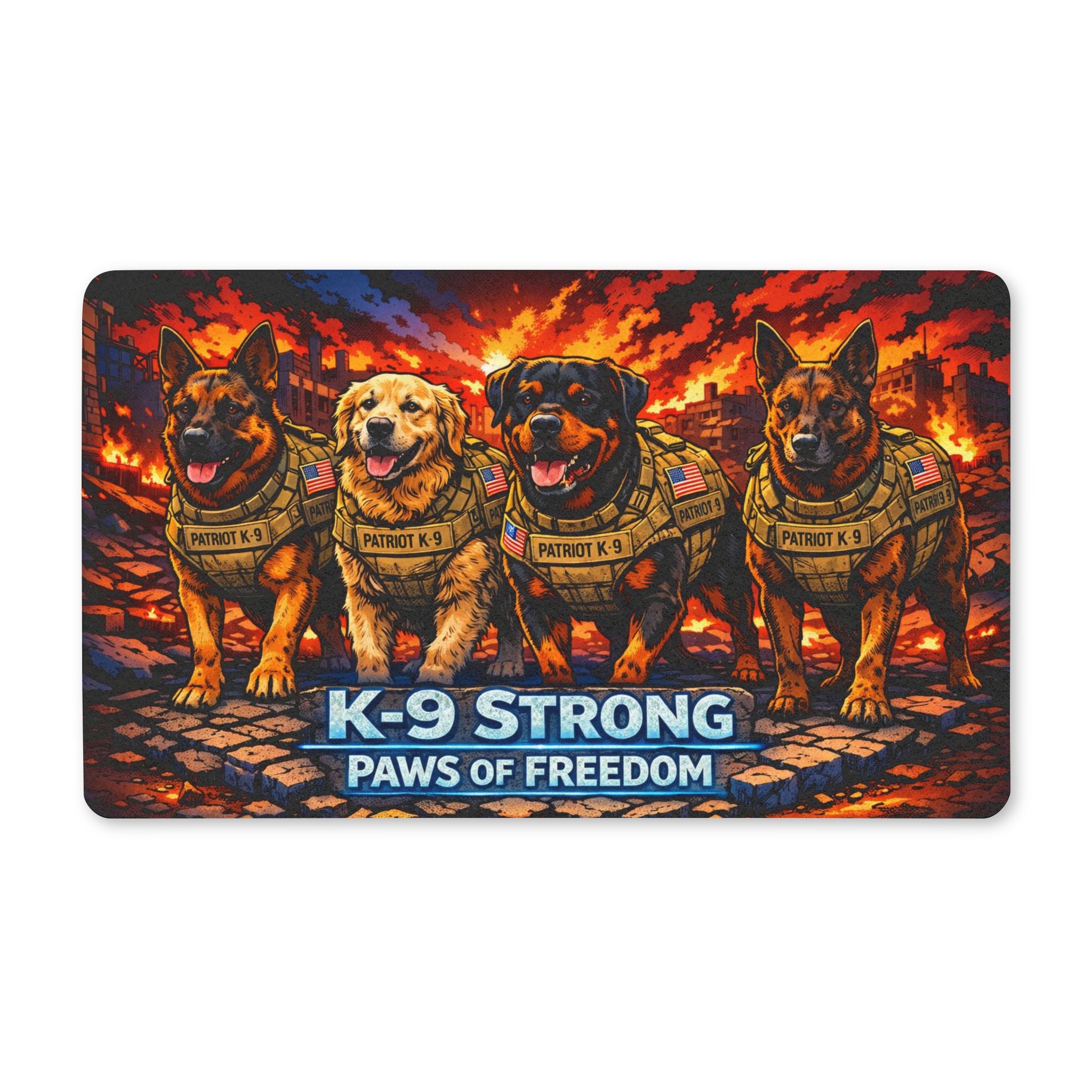 K-9 Strong Polyester Doormat — 'Paws of Freedom' Military Service Dog Welcome Mat