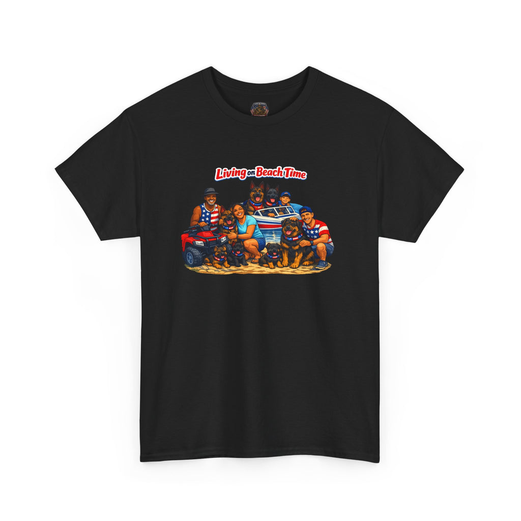 Beach Crew Graphic Tee — "Living Beach Town" Vintage Surf Crew T-Shirt