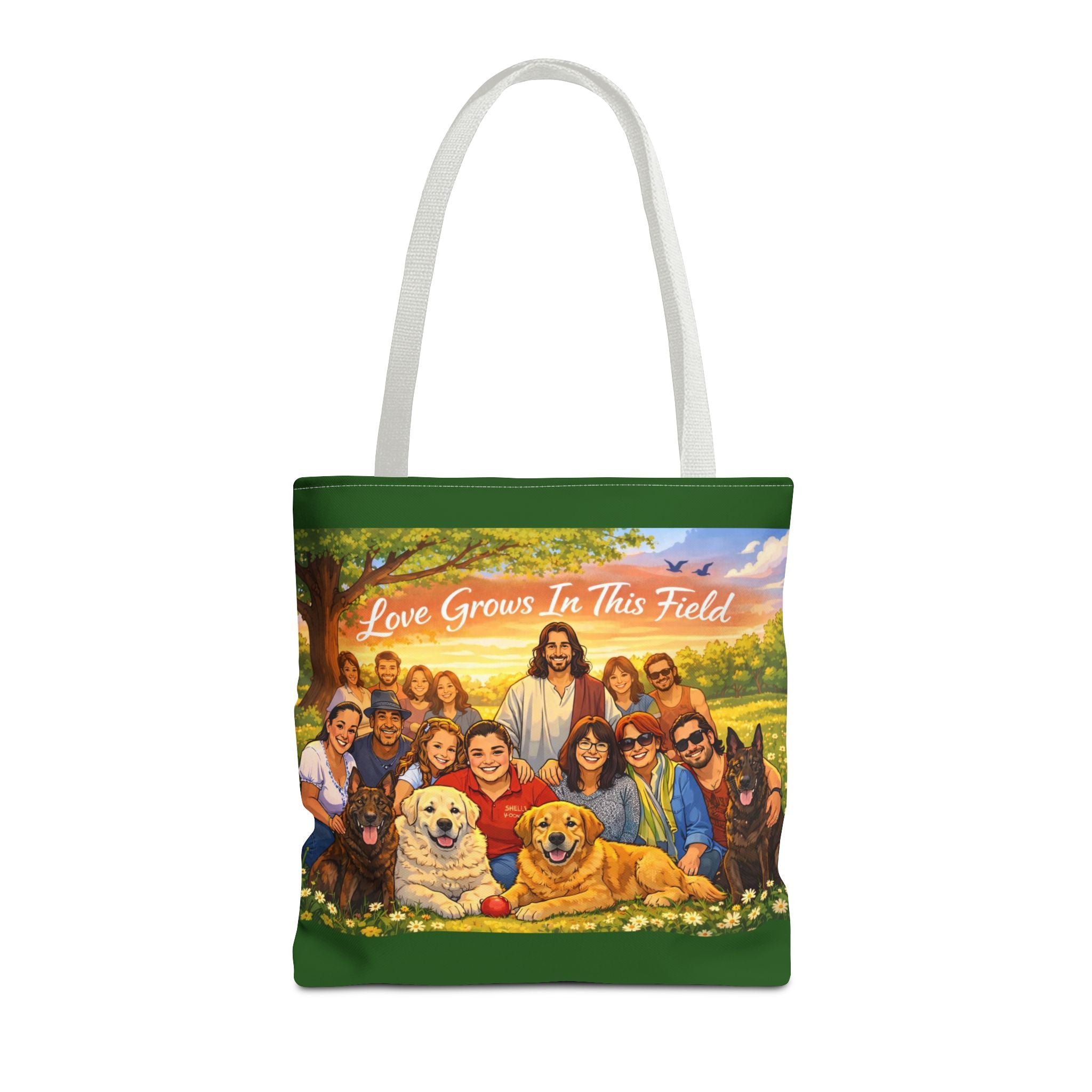 Love Grows In This Field Tote Bag — Jesus & Dogs Inspirational Art Tote
