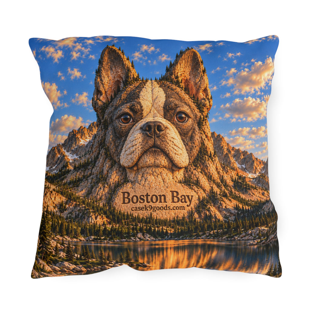 Boston Bay Bulldog Mountain Lake Outdoor Pillow