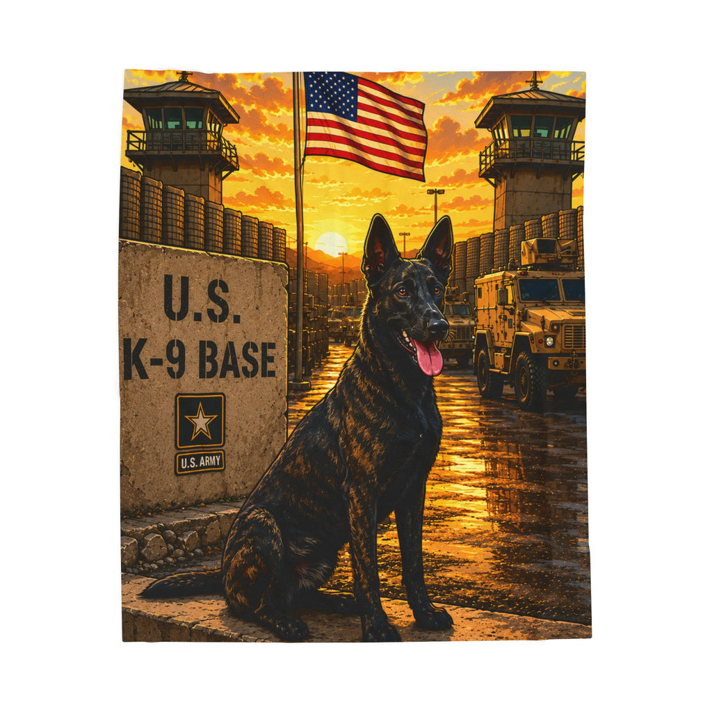 U.S. K-9 Base Velveteen Plush Blanket — Military Working Dog Throw