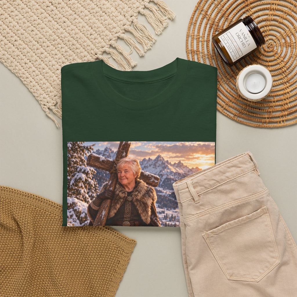 Winter Faith Warrior T‑Shirt — Explorer with Malinois Dog Scenic Graphic Tee