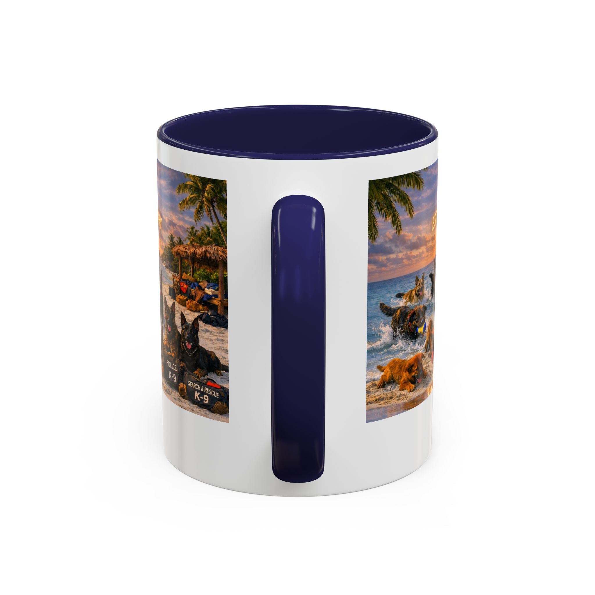 Dutch Shepherd Beach Coffee Mug — "Escape Is Temporary" Accent Mug (11/15oz)