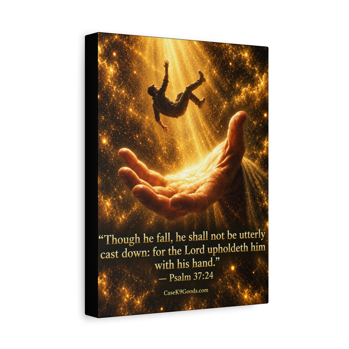 Psalm 37:24 Canvas Wall Art — 'Though He Fall' Inspirational Christian Quote